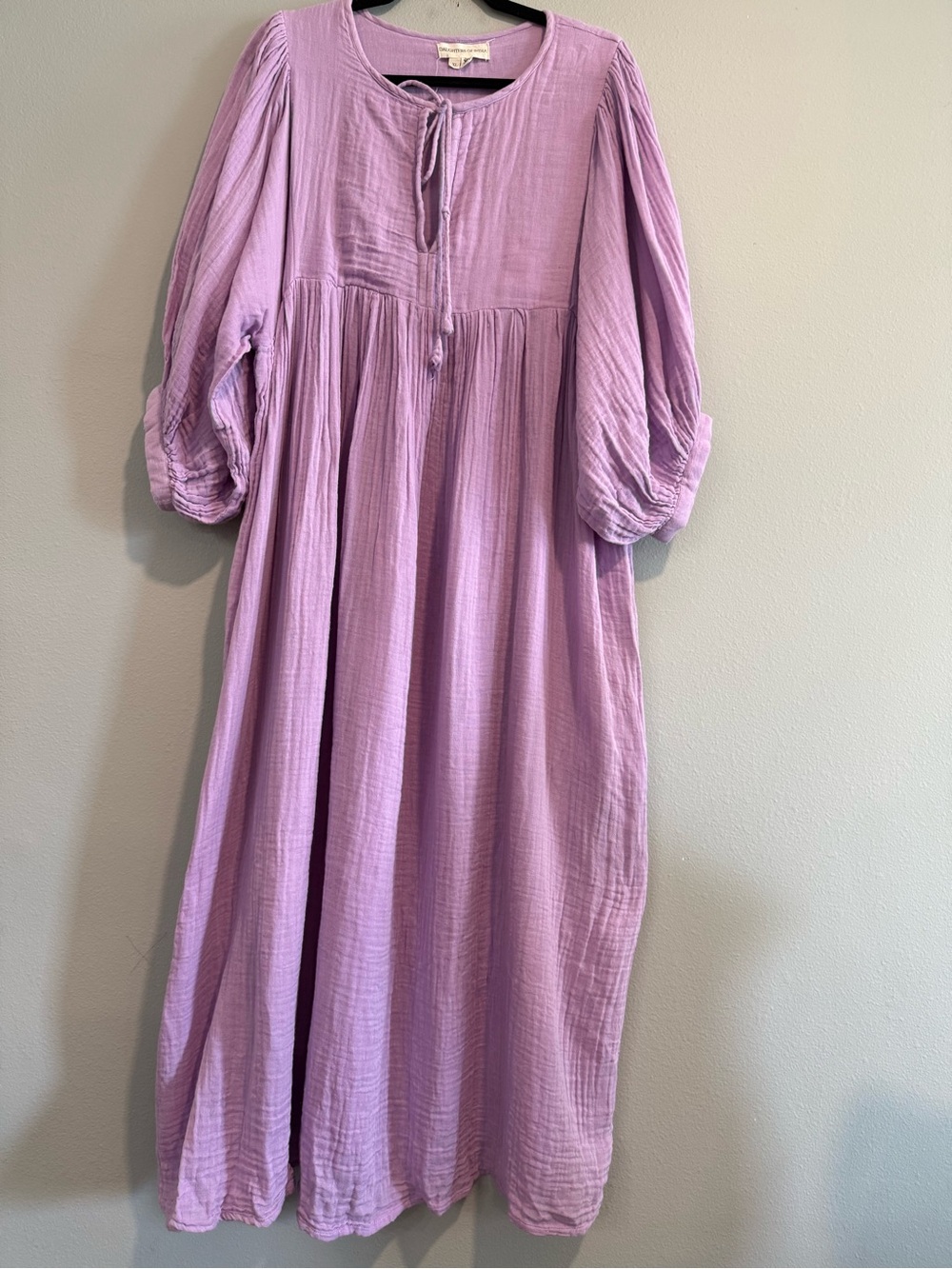 Daughters of India Kyra Cotton Tie-Neck Midi Dress XL
